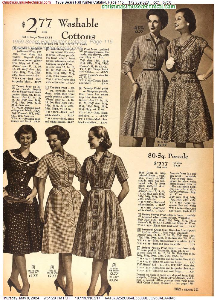 1959 Sears Fall Winter Catalog, Page 115