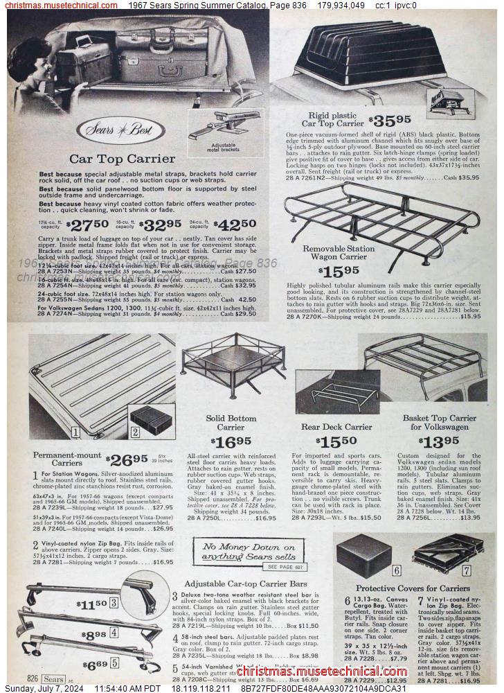 1967 Sears Spring Summer Catalog, Page 836