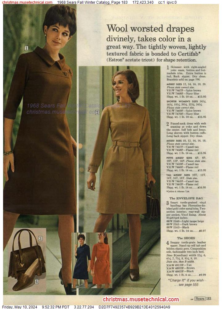 1968 Sears Fall Winter Catalog, Page 183