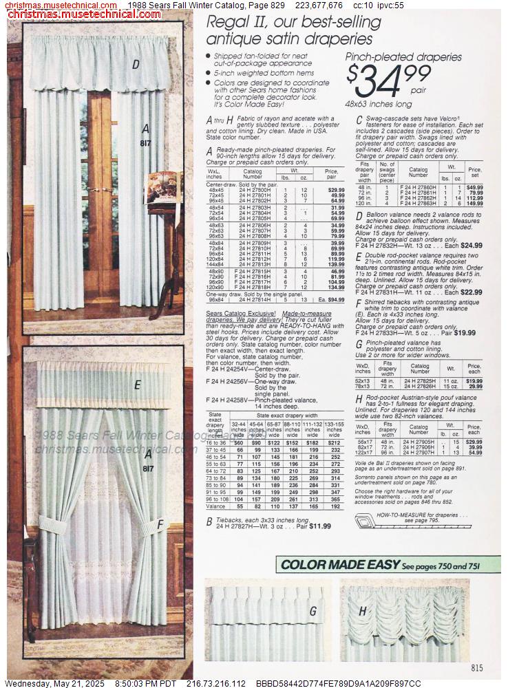 1988 Sears Fall Winter Catalog, Page 829