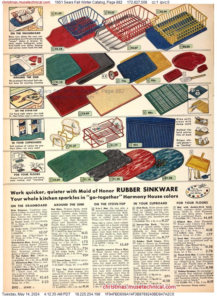 1951 Sears Fall Winter Catalog, Page 882