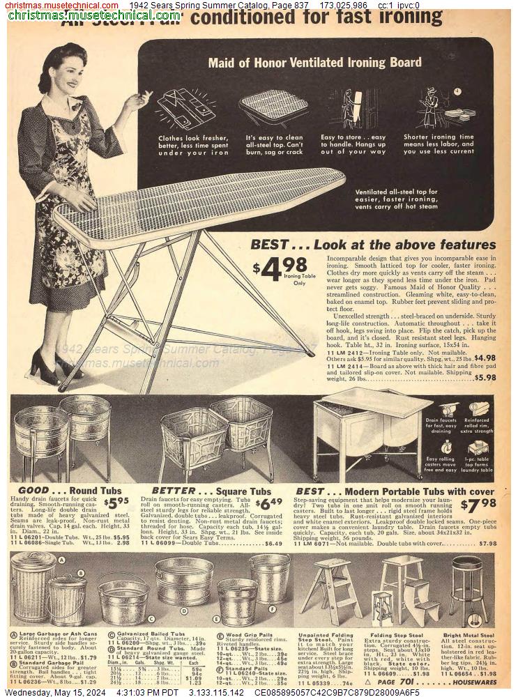 1942 Sears Spring Summer Catalog, Page 837