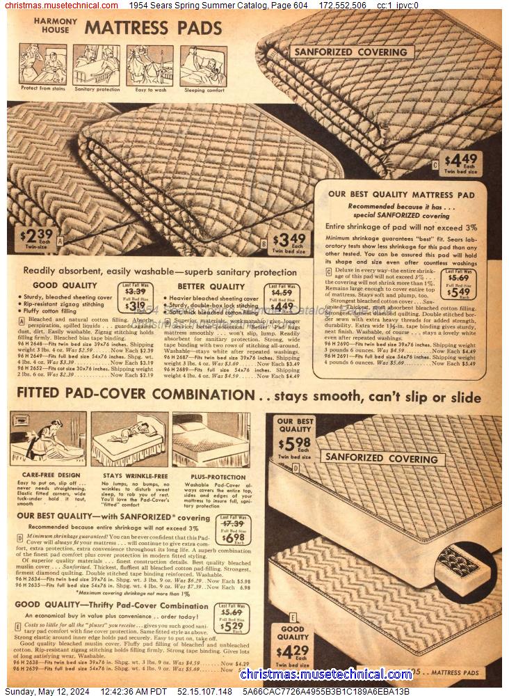 1954 Sears Spring Summer Catalog, Page 604
