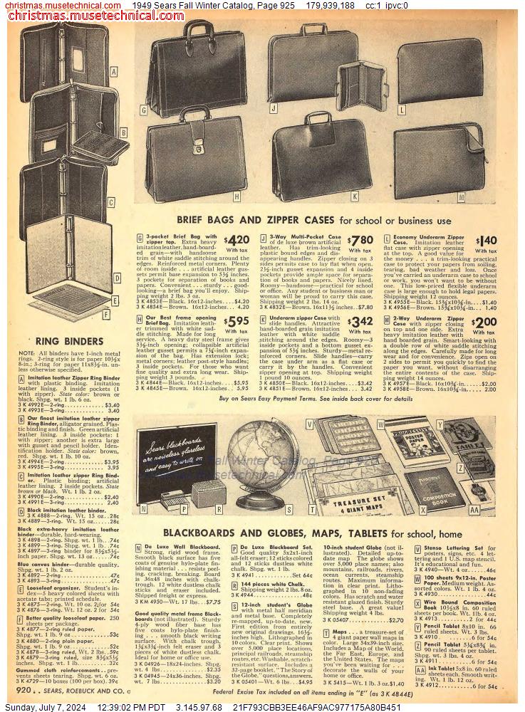 1949 Sears Fall Winter Catalog, Page 925