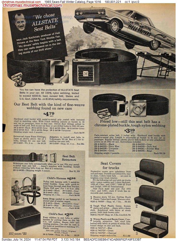 1965 Sears Fall Winter Catalog, Page 1016