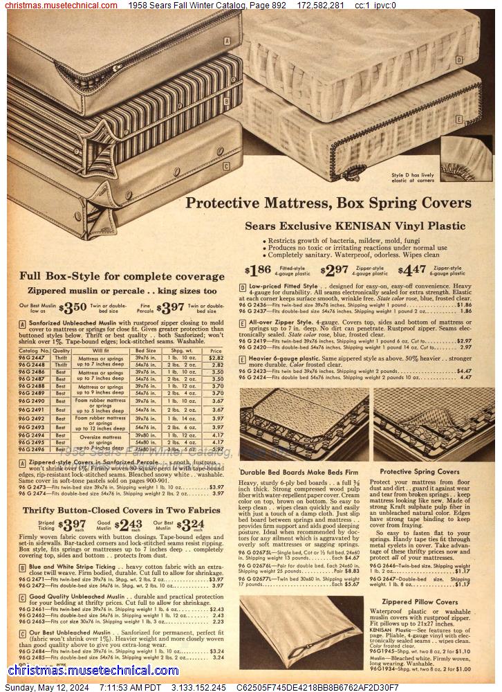 1958 Sears Fall Winter Catalog, Page 892