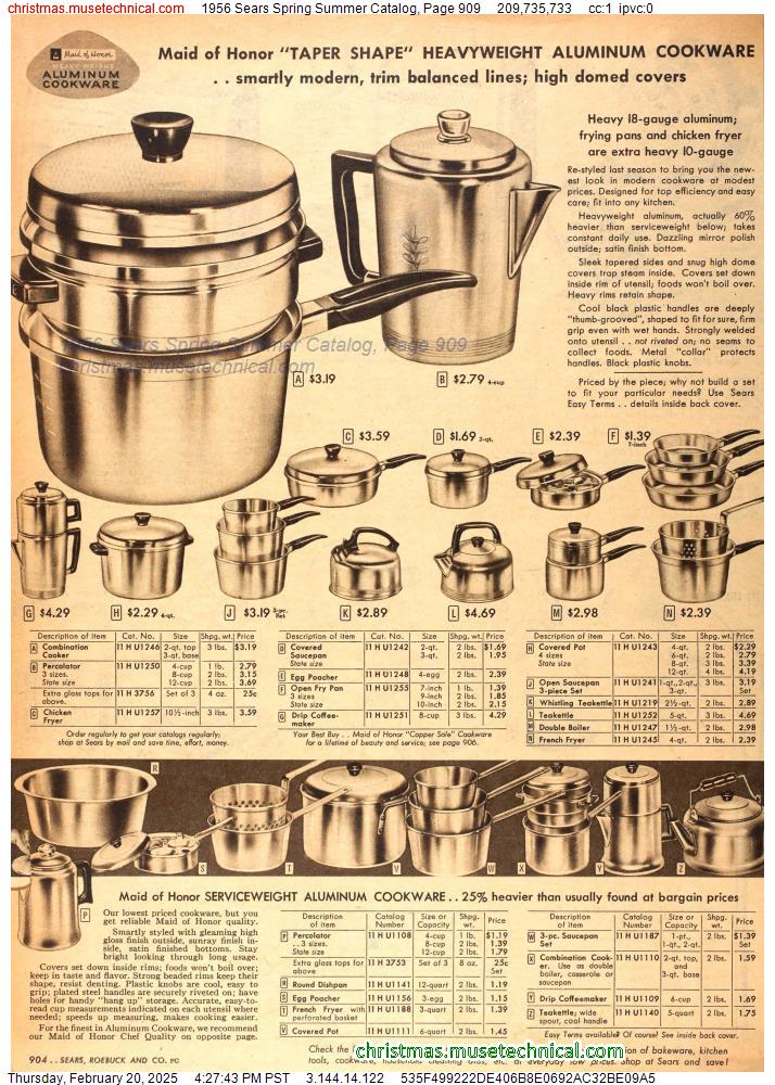 1956 Sears Spring Summer Catalog, Page 909