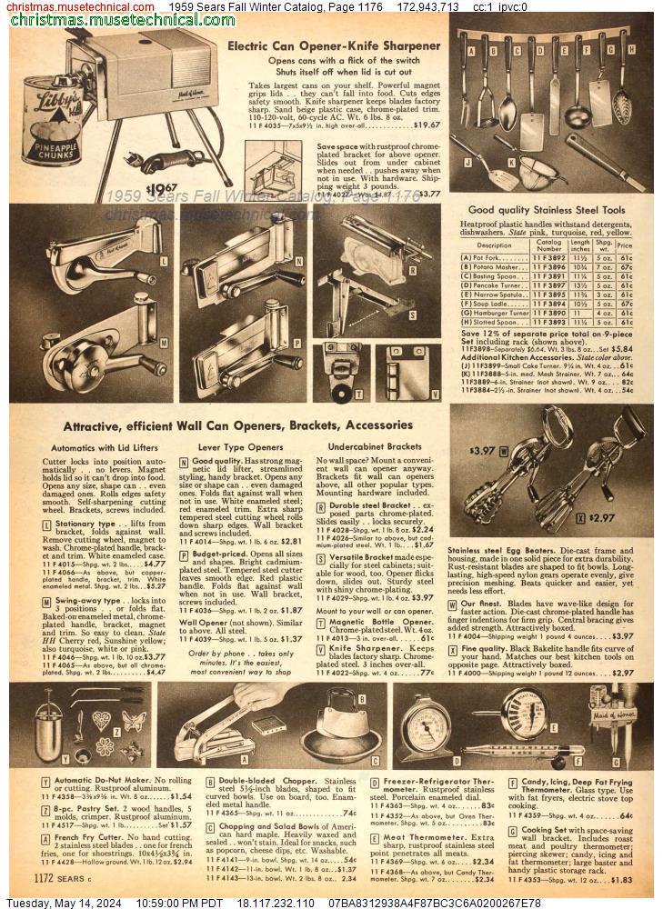 1959 Sears Fall Winter Catalog, Page 1176