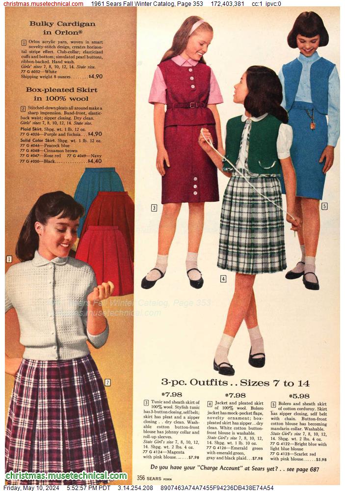 1961 Sears Fall Winter Catalog, Page 353