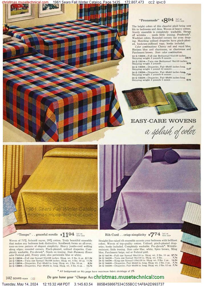 1961 Sears Fall Winter Catalog, Page 1435