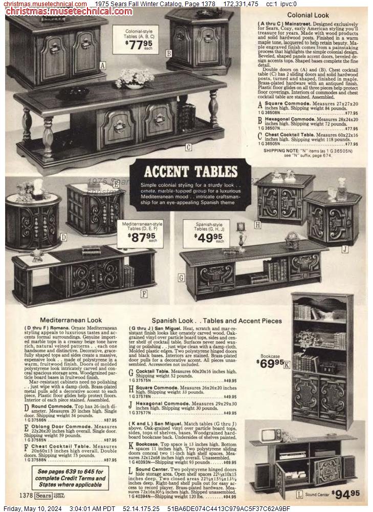 1975 Sears Fall Winter Catalog, Page 1378