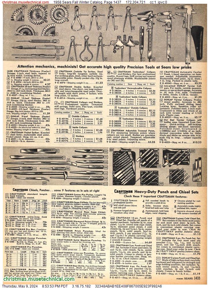 1958 Sears Fall Winter Catalog, Page 1437