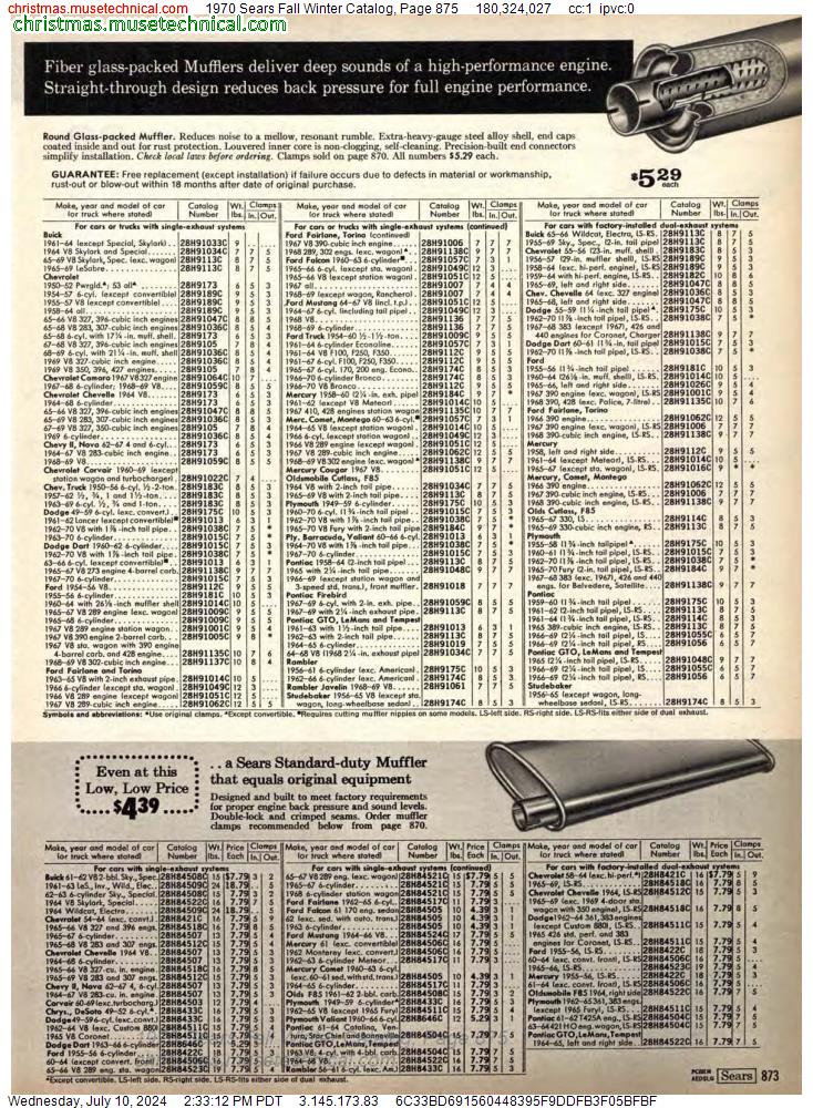 1970 Sears Fall Winter Catalog, Page 875