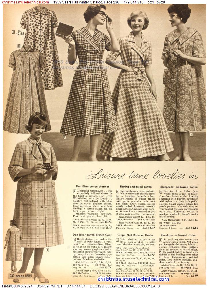 1959 Sears Fall Winter Catalog, Page 236