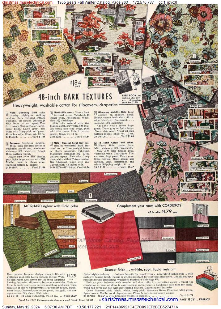 1955 Sears Fall Winter Catalog, Page 863