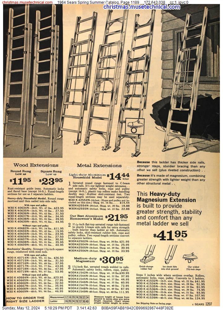 1964 Sears Spring Summer Catalog, Page 1189