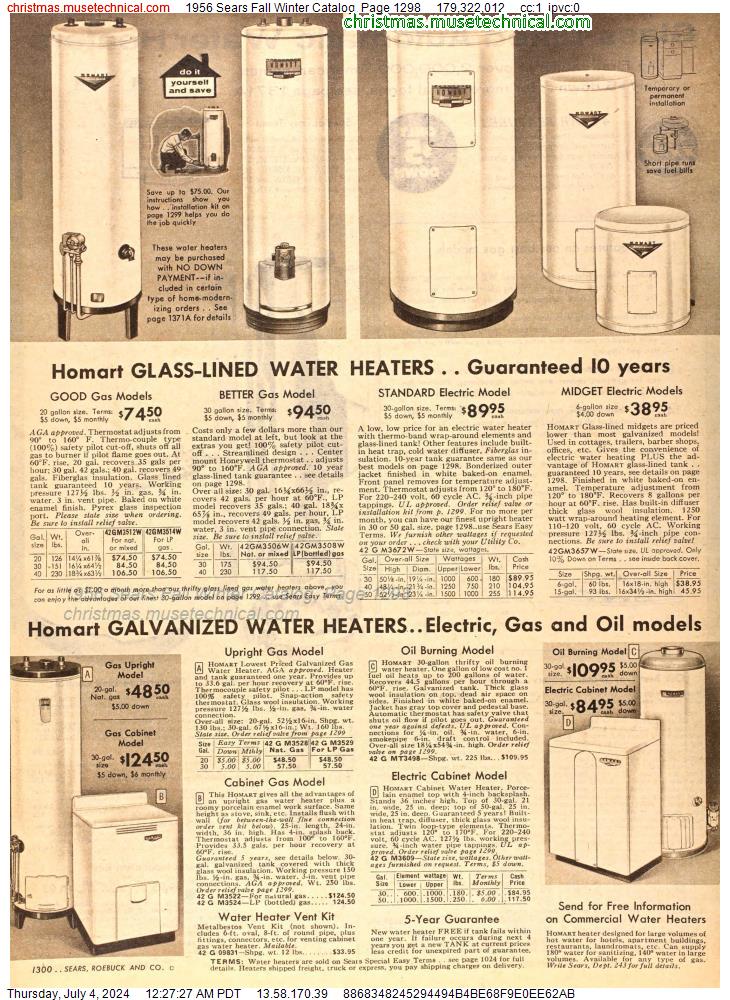 1956 Sears Fall Winter Catalog, Page 1298