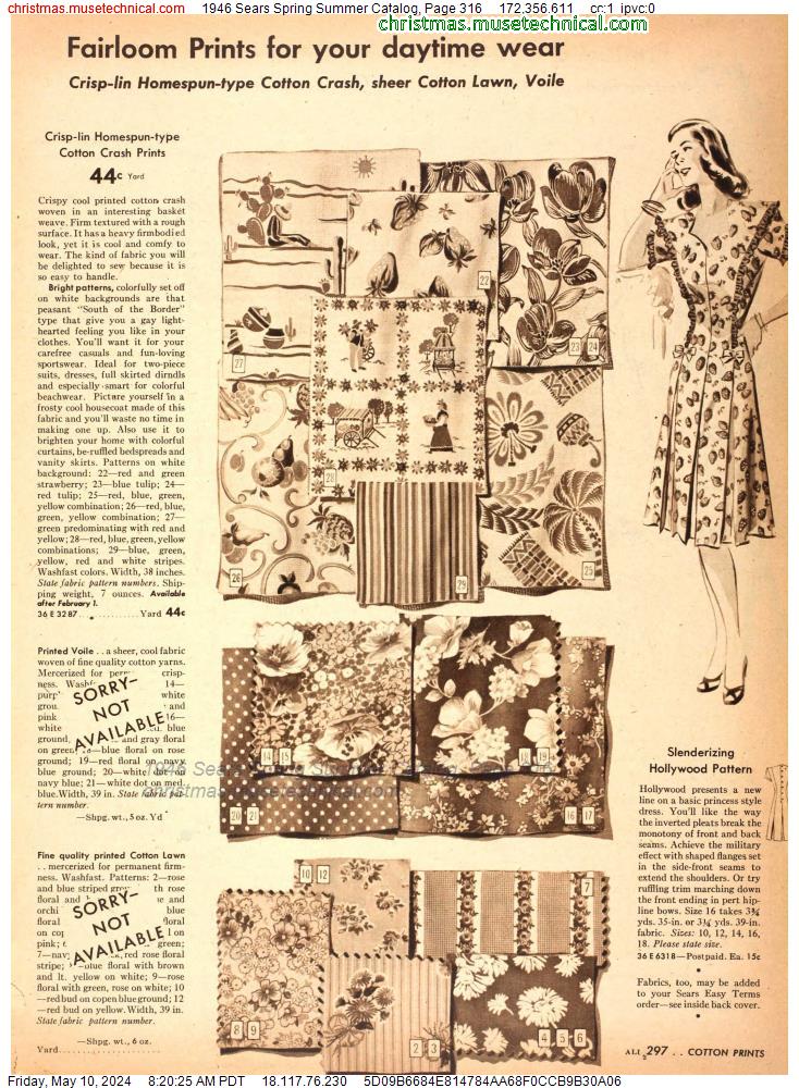1946 Sears Spring Summer Catalog, Page 316