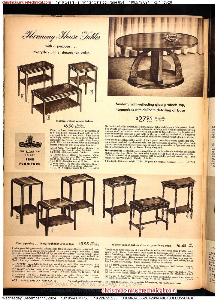 1946 Sears Fall Winter Catalog, Page 854