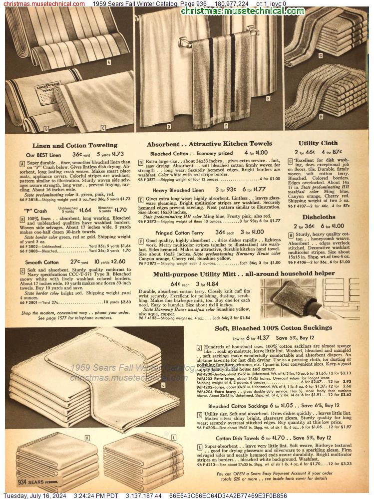 1959 Sears Fall Winter Catalog, Page 936