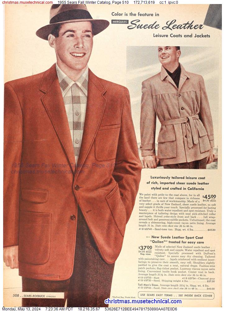 1955 Sears Fall Winter Catalog, Page 510