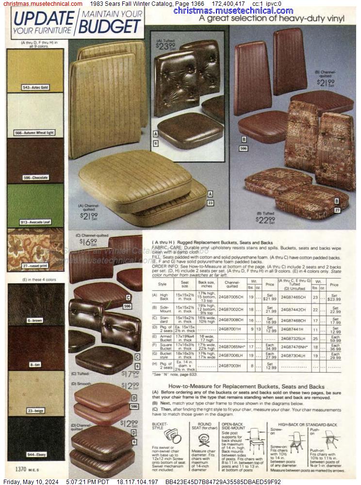 1983 Sears Fall Winter Catalog, Page 1366