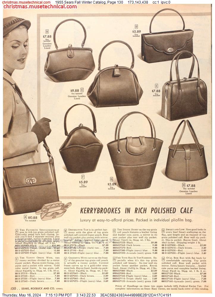 1955 Sears Fall Winter Catalog, Page 130