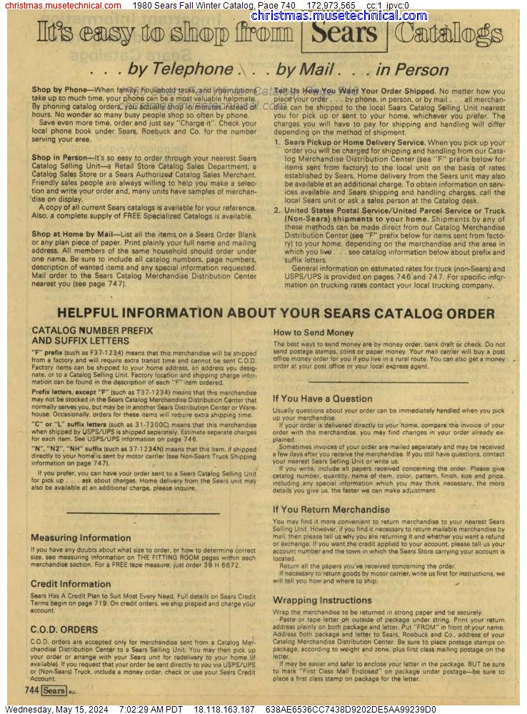 1980 Sears Fall Winter Catalog, Page 740