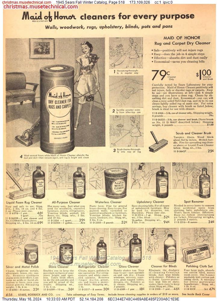 1945 Sears Fall Winter Catalog, Page 518