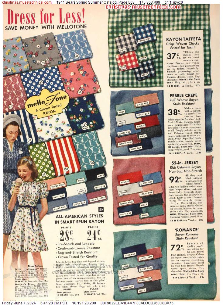 1941 Sears Spring Summer Catalog, Page 503