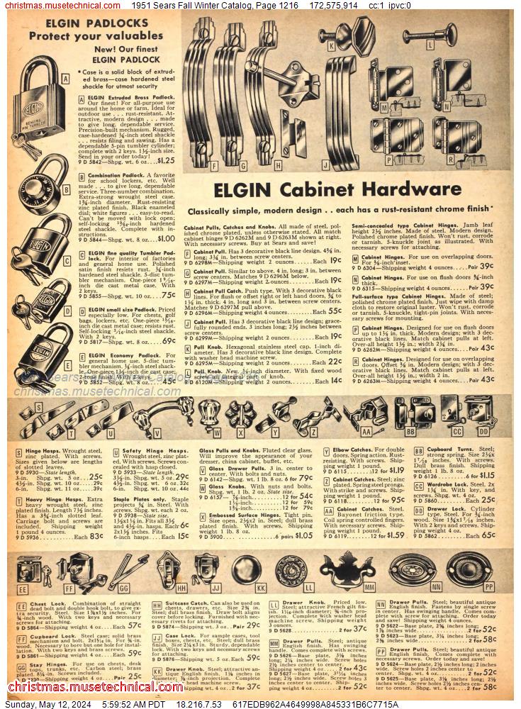 1951 Sears Fall Winter Catalog, Page 1216