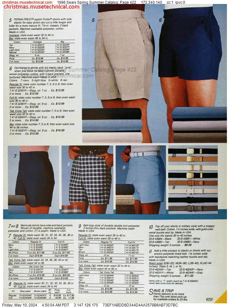 1986 Sears Spring Summer Catalog, Page 422