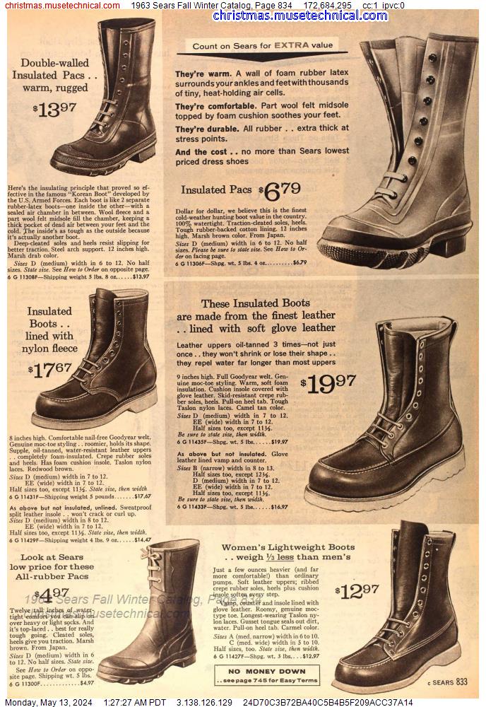 1963 Sears Fall Winter Catalog, Page 834