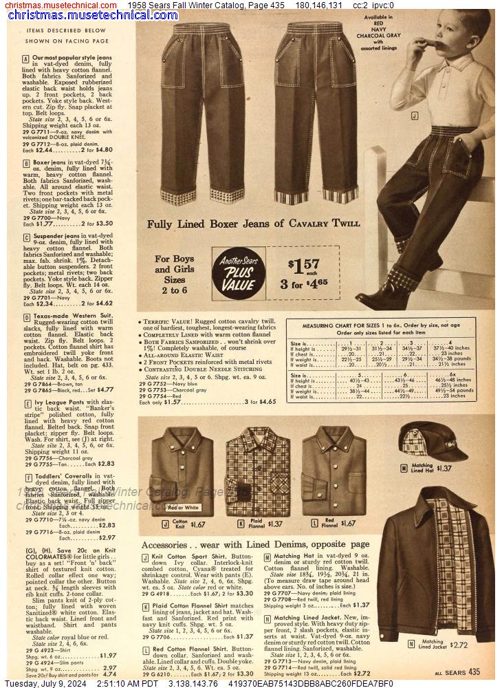 1958 Sears Fall Winter Catalog, Page 435