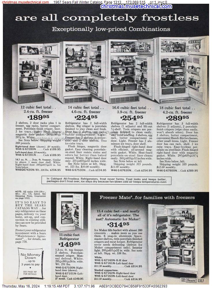1967 Sears Fall Winter Catalog, Page 1313