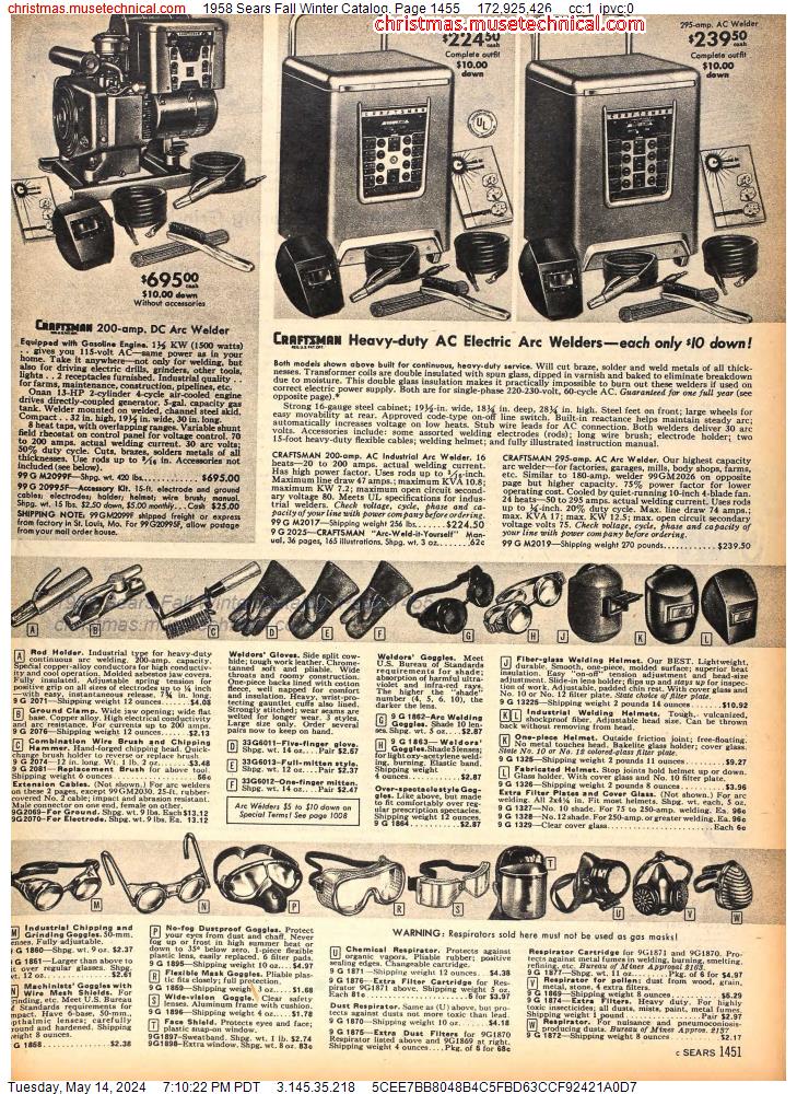 1958 Sears Fall Winter Catalog, Page 1455