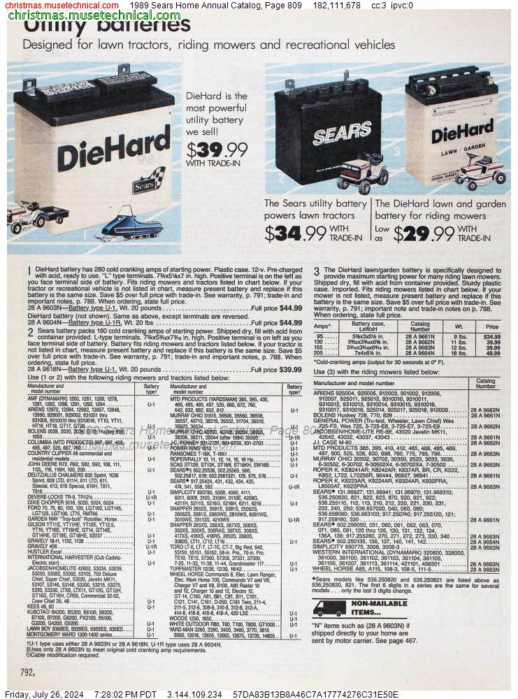 1989 Sears Home Annual Catalog, Page 809