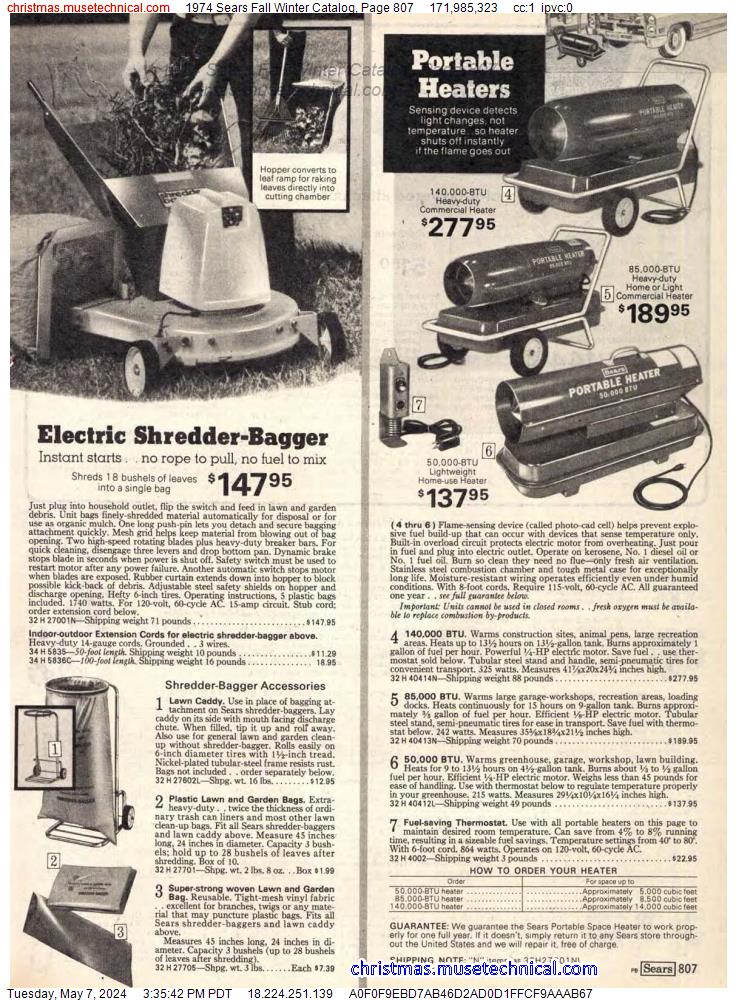 1974 Sears Fall Winter Catalog, Page 807