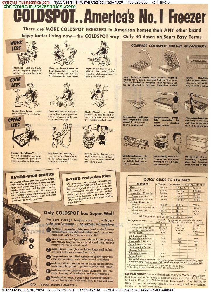 1955 Sears Fall Winter Catalog, Page 1020