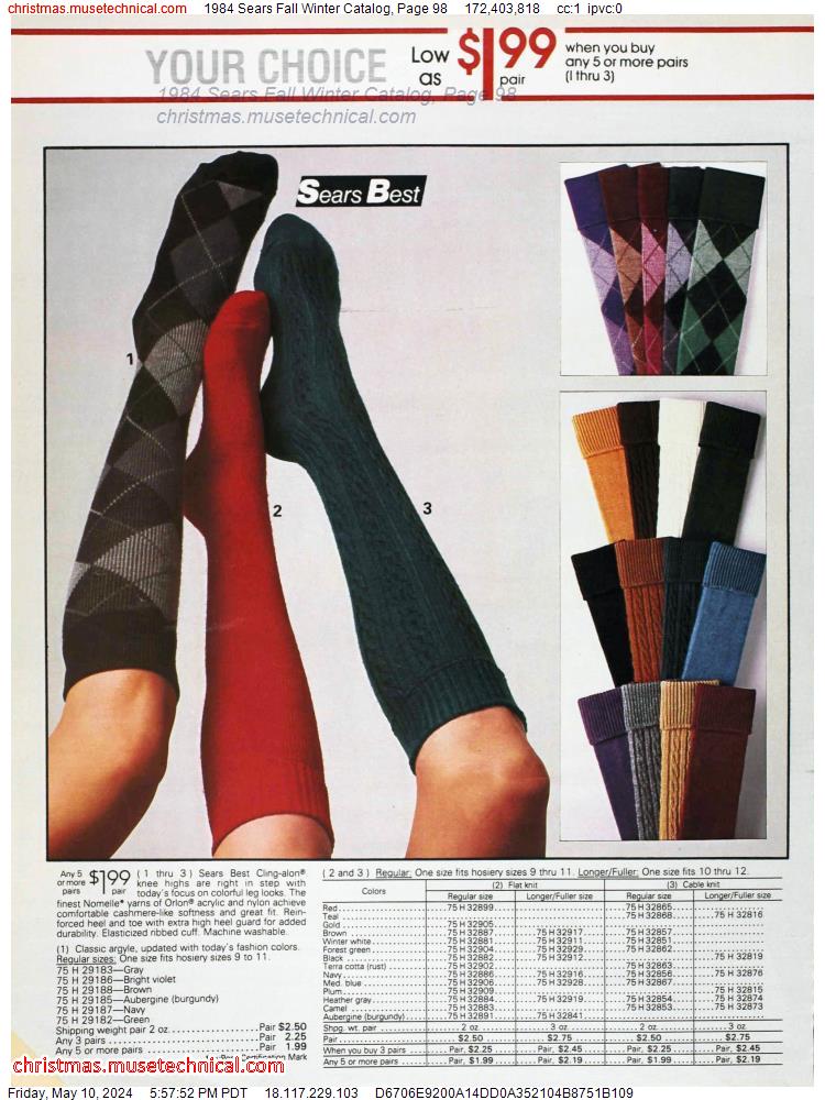 1984 Sears Fall Winter Catalog, Page 98