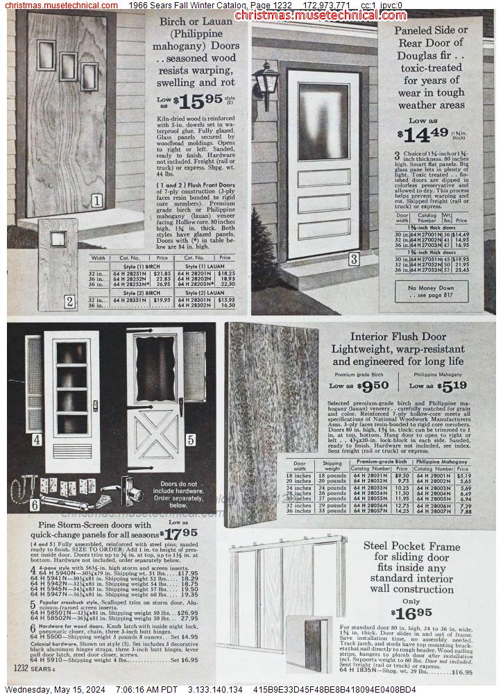 1966 Sears Fall Winter Catalog, Page 1232