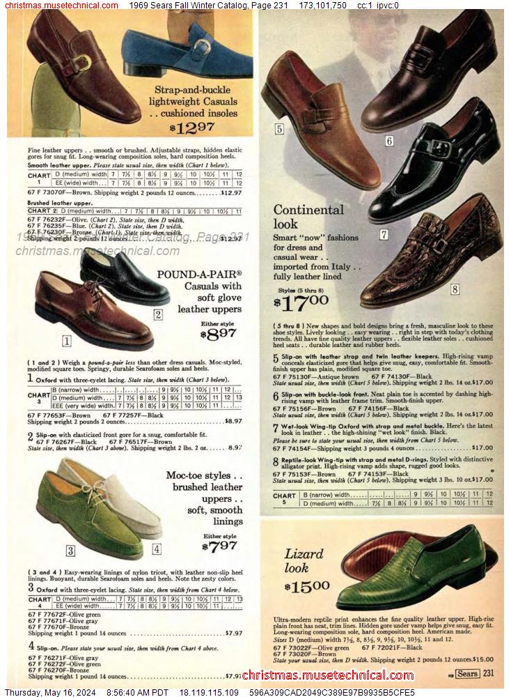 1969 Sears Fall Winter Catalog, Page 231
