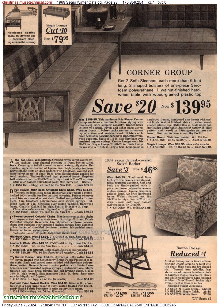 1969 Sears Winter Catalog, Page 93