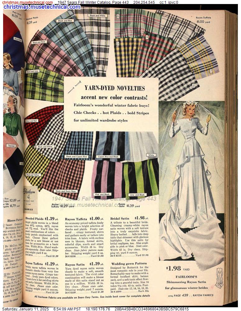 1947 Sears Fall Winter Catalog, Page 443