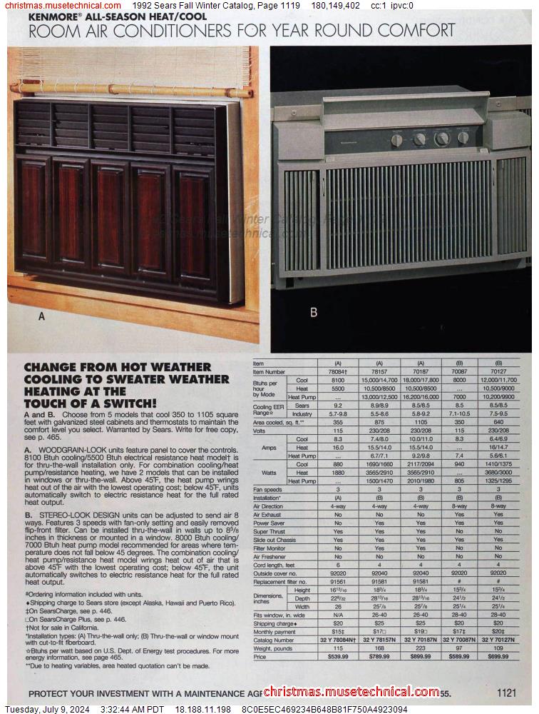 1992 Sears Fall Winter Catalog, Page 1119
