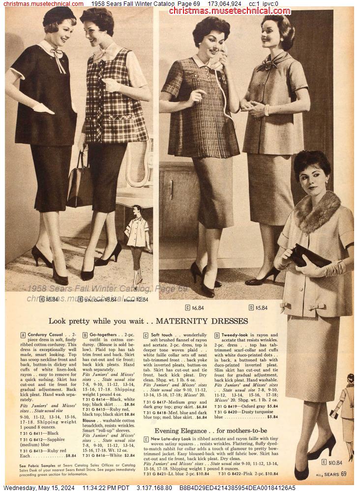 1958 Sears Fall Winter Catalog, Page 69