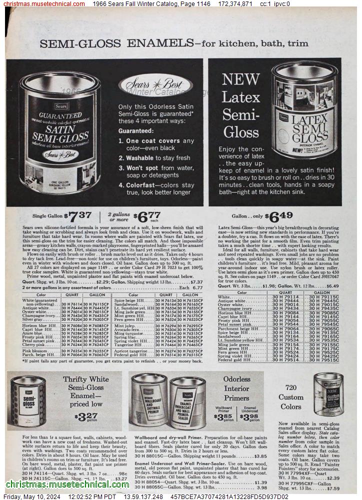 1966 Sears Fall Winter Catalog, Page 1146