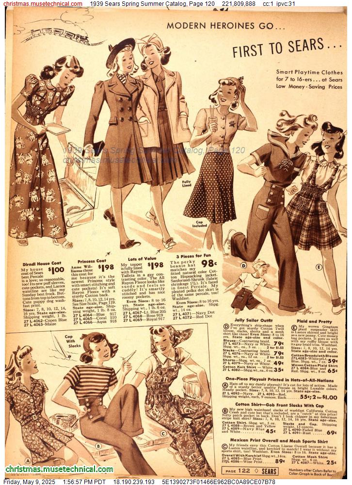 1939 Sears Spring Summer Catalog, Page 120