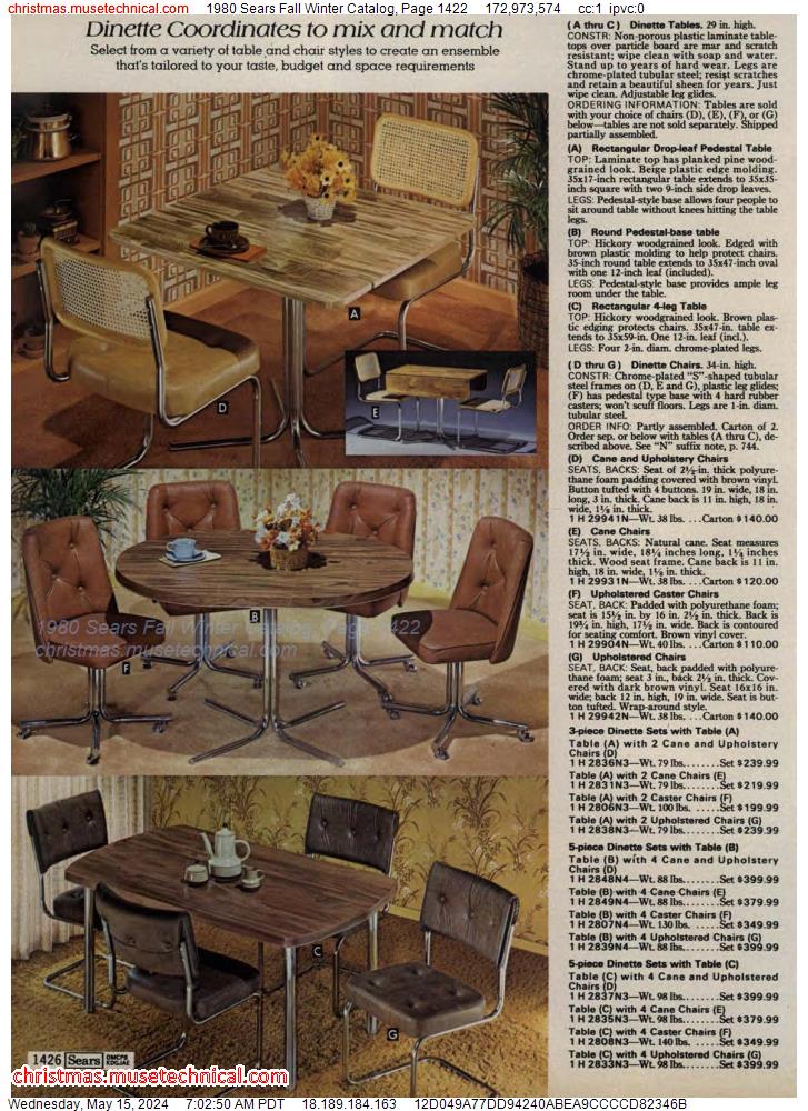 1980 Sears Fall Winter Catalog, Page 1422