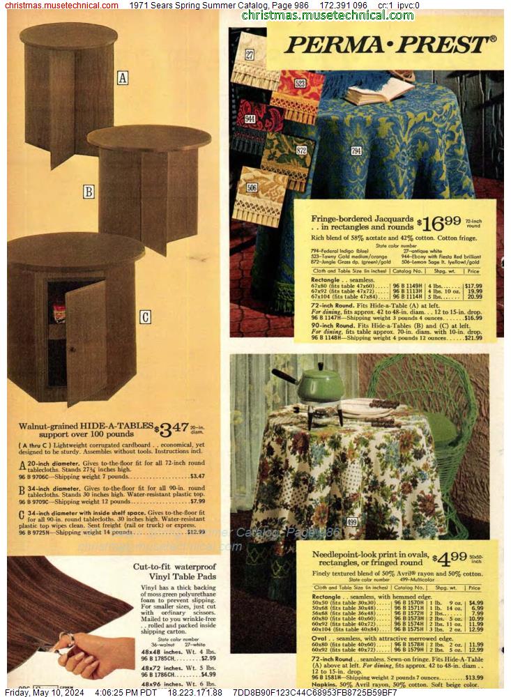 1971 Sears Spring Summer Catalog, Page 986